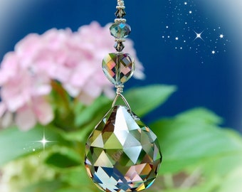 Silver Shade Heart Crystal Suncatcher, Rearview Mirror Car Charm, Window Light Catcher - LIMITED EDITION