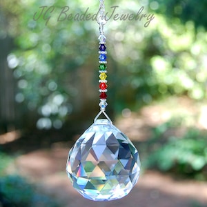 Swarovski Rainbow Crystal Suncatcher, Large Hanging Crystal Prism Rainbow Maker, Light Catcher, Crystal Ball, Spectrum, Home Decor