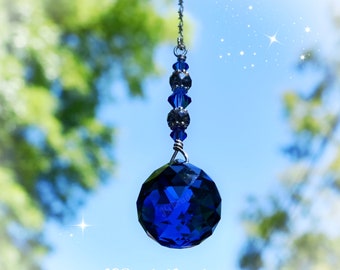 Sapphire Blue Swarovski Crystal Suncatcher, Window Prism, Rearview Mirror Car Charm, Light Pull, Ceiling Fan Pull, 20mm Prism