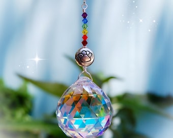 Rainbow Bridge Crystal Suncatcher, 40mm Large Prism, Poem Optional