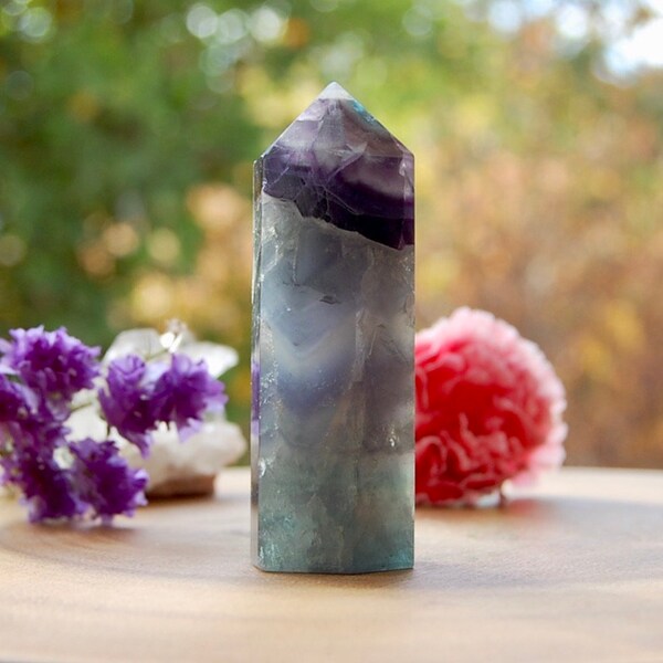 Rainbow Fluorite Crystal Point, Stone Pyramid Tower, Receive EXACT Crystal