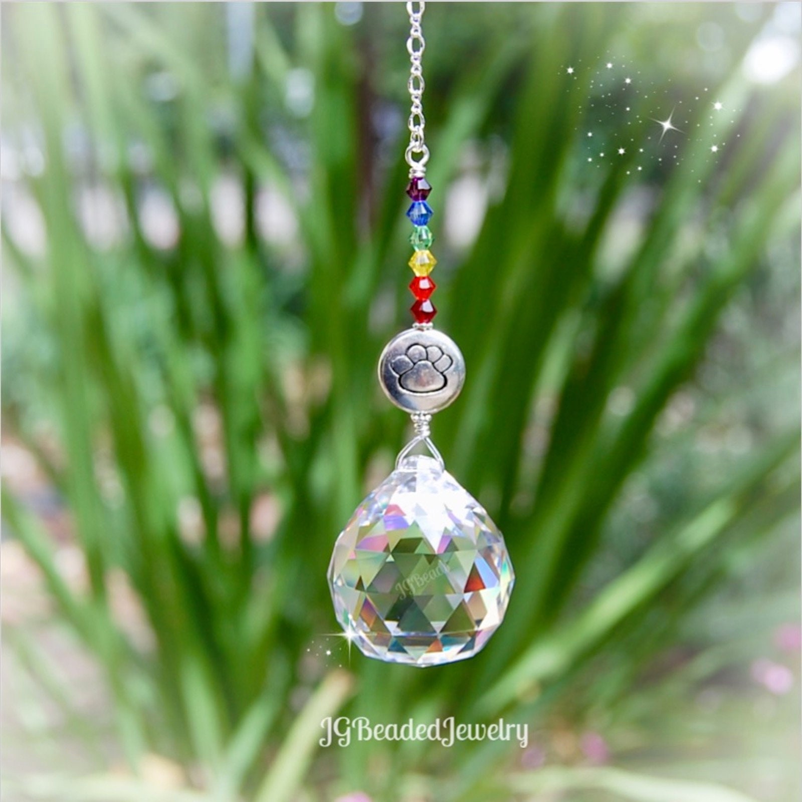 Rainbow Bridge Paw Prism Crystal Suncatcher, Rearview Mirror Car Char…
