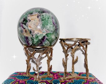 Large Crystal Ball Display Stand, Brass Sphere Holder,  2 Sizes, See Description For Sizing! STAND ONLY