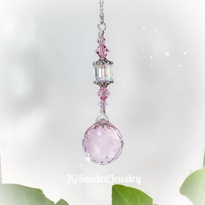 Pink Swarovski Crystal Suncatcher, Rearview Mirror Car Charm, Window Ornament, Light Pull, Fan Pull, 20mm or 30mm