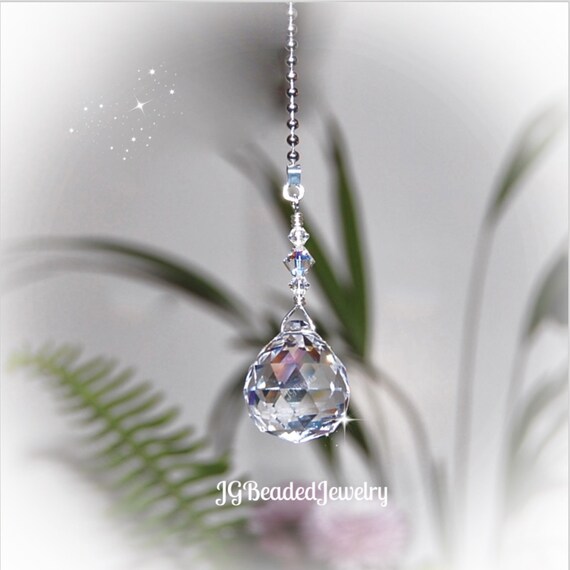 Crystal Light Pull Ceiling Fan Chain Ornament 2 Prism Size Etsy