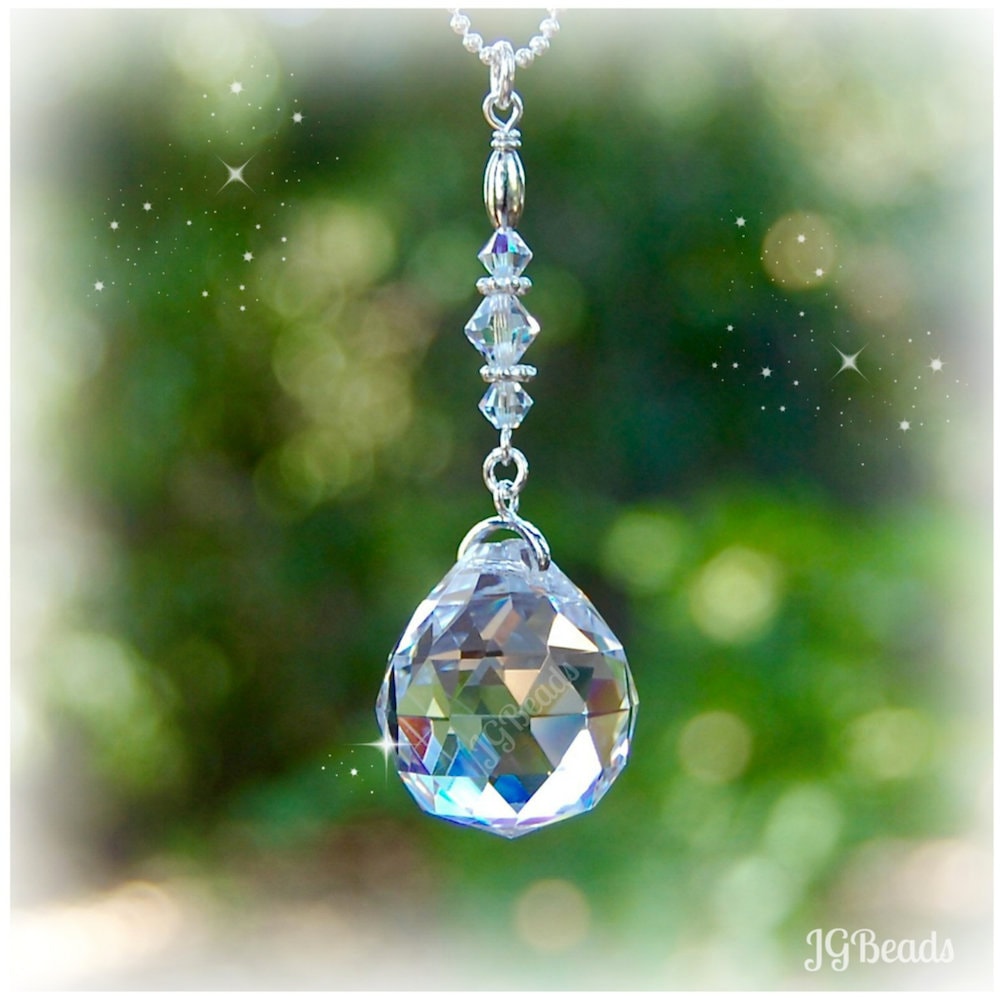 Rearview Mirror Prism Crystal Ball Car Charm, Window Suncatcher Ornam…