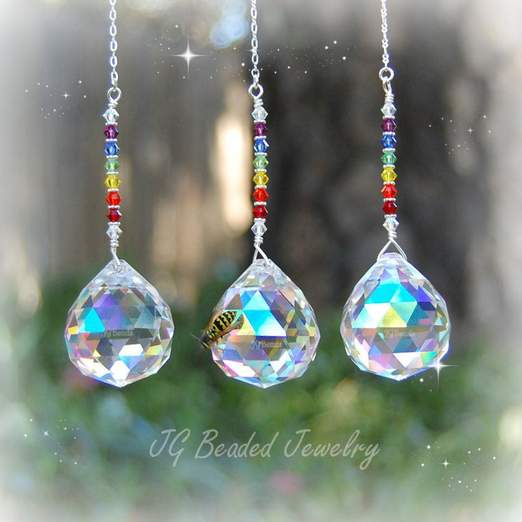 Swarovski Rainbow Prism Crystal Suncatcher, Rearview Mirror Car Charm…