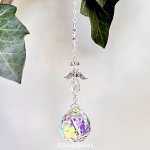 Angel Rainbow Suncatcher, Rearview Mirror Car Charm, Window Decoration, In Loving Memory, New Driver, 30mm Prism
