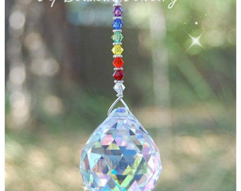 Rainbow Prism Crystal Suncatcher, Rearview Mirror Car Charm, Window Decoration, Fan Pull, Light Pull