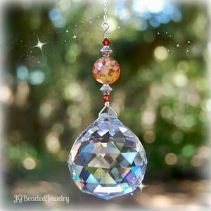 Orange Sunshine Crystal Suncatcher Window Decoration, Prism Crystal Ball, Unique Rainbow Maker