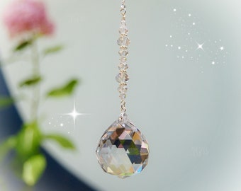 Hanging Rainbow Prism Crystal Ball Suncatcher, Rearview Mirror Car Charm, Window Ornament Light Catcher, 30mm Prism