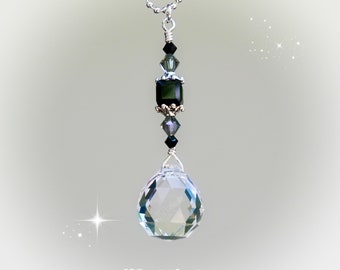 Black Diamond Prism Suncatcher,  Rearview Mirror Car Charm, Window Decoration, Light Pull, Fan Pull, 20mm Crystal