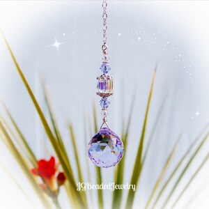 Violet Purple Swarovski Crystal Suncatcher, Rearview Mirror Car Charm, Window Decoration, 20mm Strass Prism