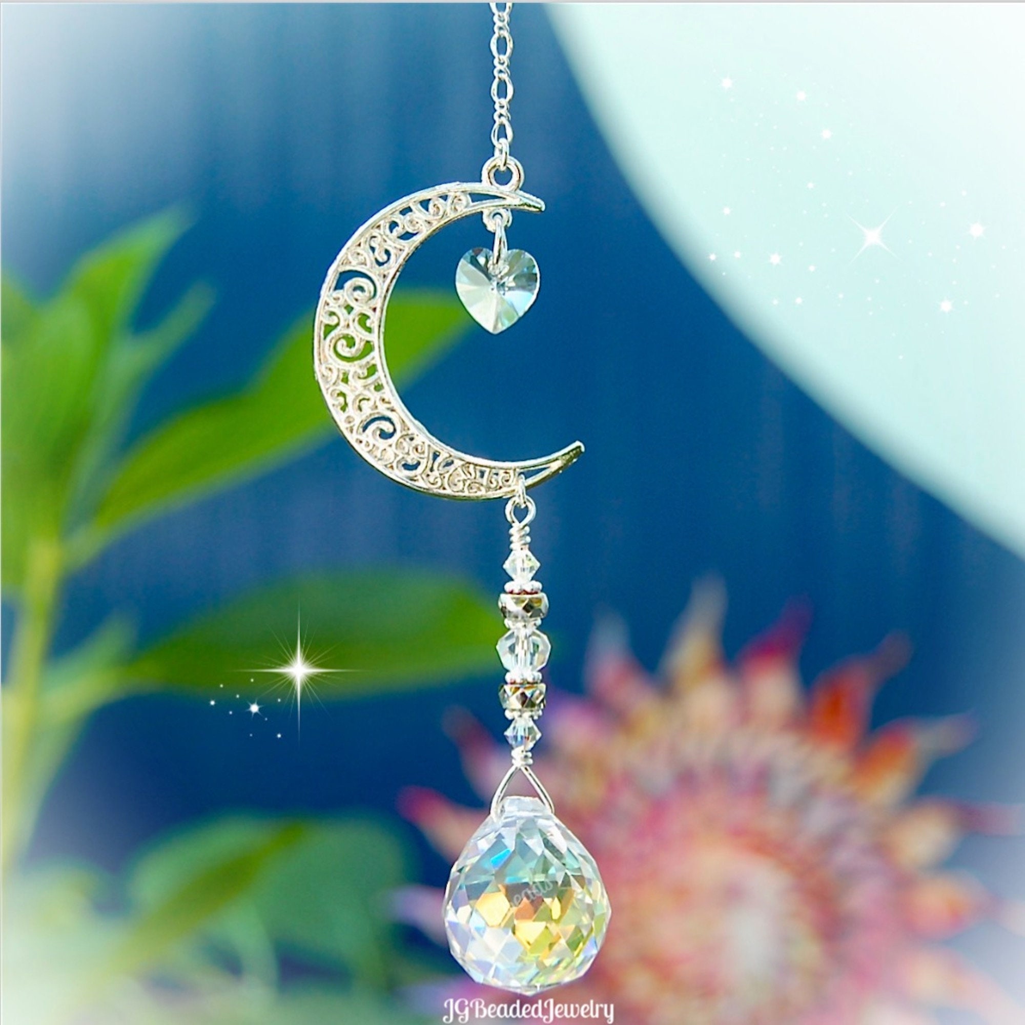 Love You To The Moon And Back Crystal Suncatcher, Rearview Mirror Car…