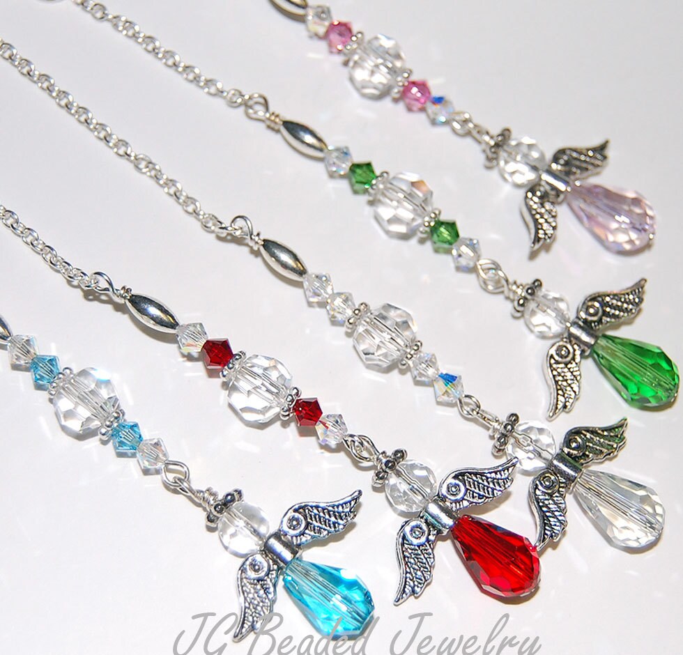 Guardian Angel, Rearview Mirror Car Charm, Swarovski Hanging Angel Or…