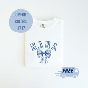 Chinoiserie Bow NANA T-Shirt - Comfort Colors Vintage Grandma Tee