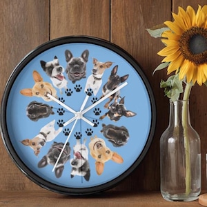 Dog Lover Wall Clock, Unique Dog Breed Clock, 10 Inch Wall Clock, Dog Theme Gift, Dog Wall Decor, Animal Clock, Pet Lover Gift