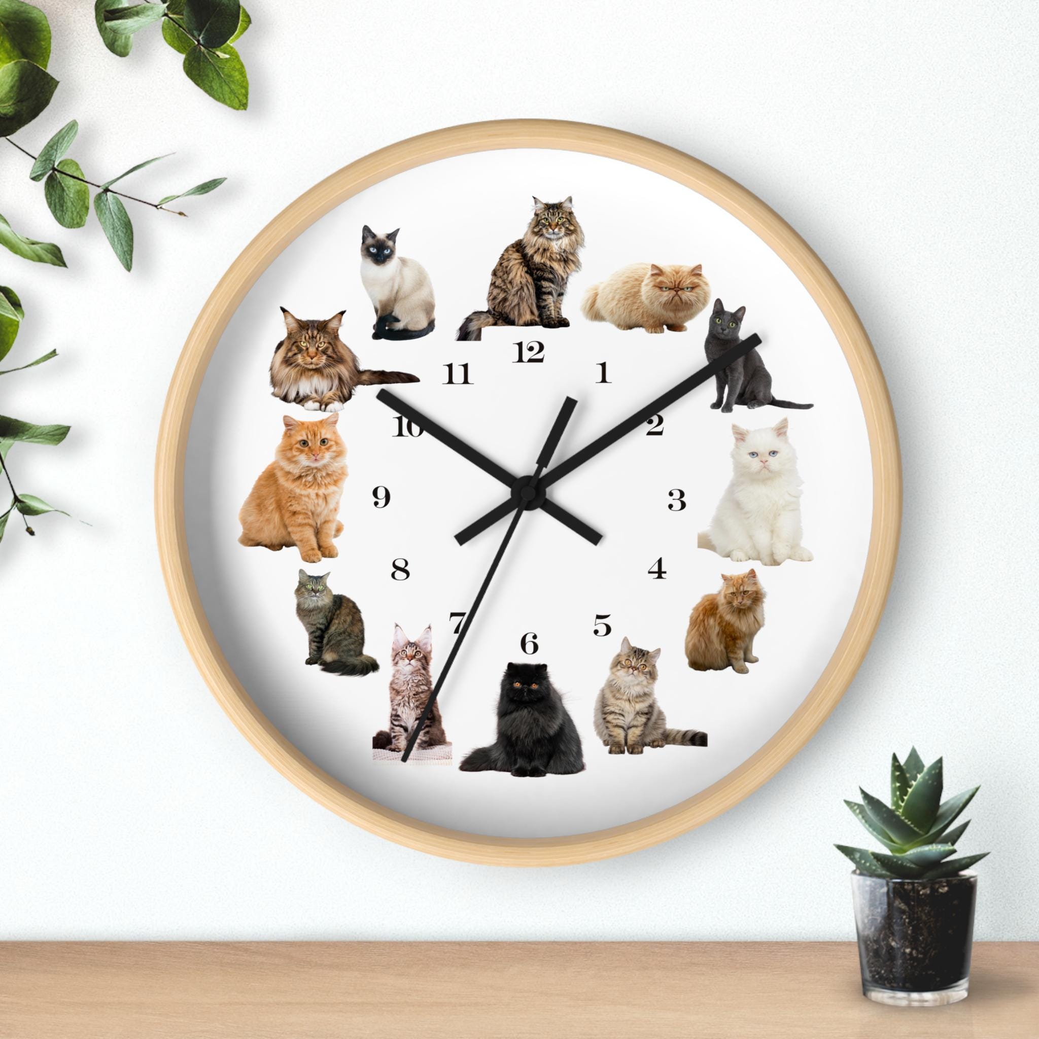 Rustic Cat Clock Retro Cat Clock 10 Inch, Kitty Clock, Unique Wall Decor, Cat Wall Clock ...
