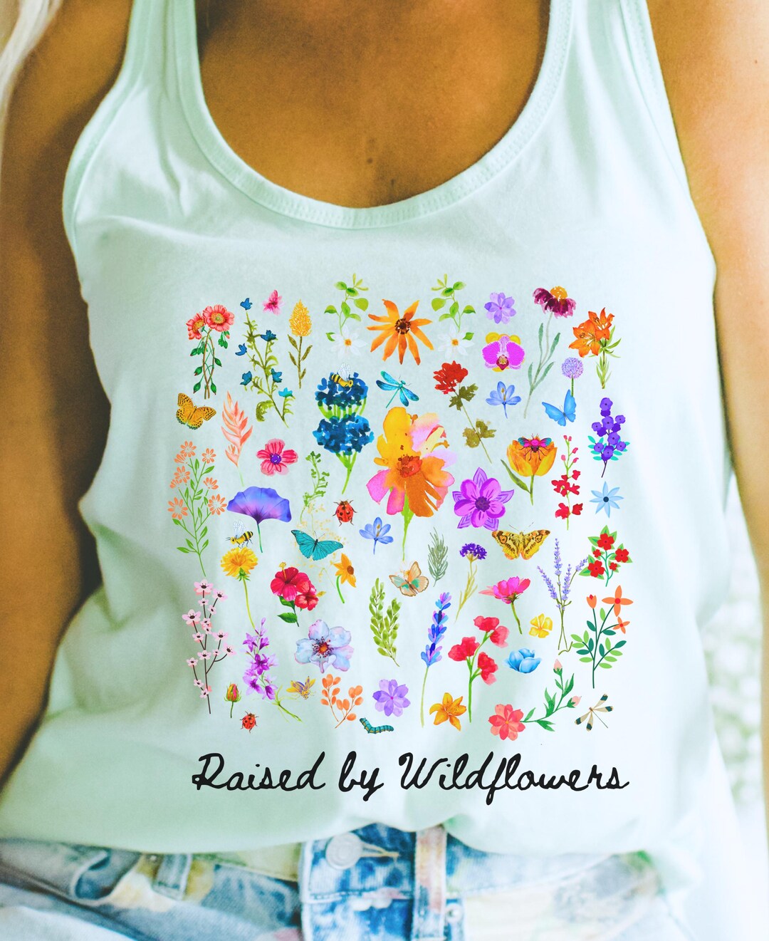 Raised by Wildflowers Floral Tank, Racerback Tank, Boho Tank Top ...