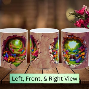 3D Artistic Coffee Mug, Morning Coffee Mug, Plant Mug, Botanical Mug, Gift for Gardener, Unique Coffee Mugs, Nature Lover Gift, Cracked Mug image 3