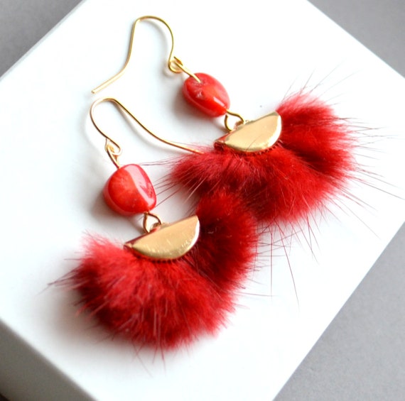 caramel swirl design Christmas gift boho chic perfect gift Most popular earrings red coral and mookaite jasper earrings Birthday gift