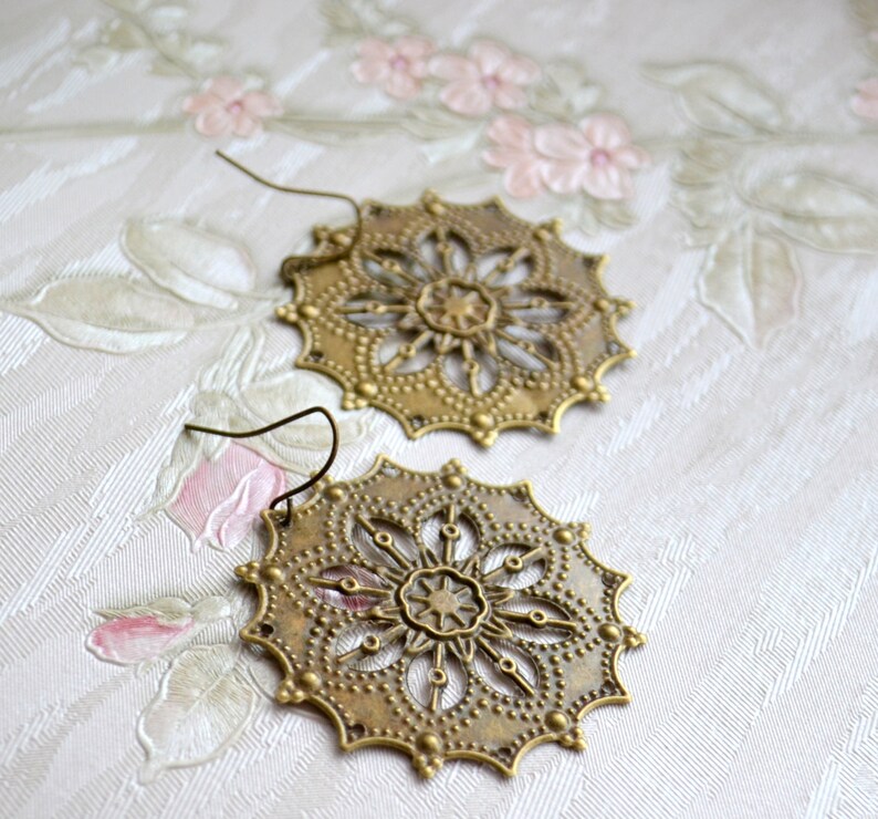 Filigree earrings Large earrings Filigree Jewelry Bohemian earrings Boho jewelry Gypsy earrings Beaded Jewelry Dangle earrings Gift under 10
