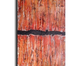 Original art, Large abstract, orange painting, by JMJArtstudio  36 inches