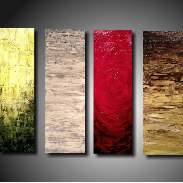 For Josh Huge JMJARTSTUDIO Original 4  Piece Painting 24 Inches X 32 Inches HIGHLY Textured-----Standing up------