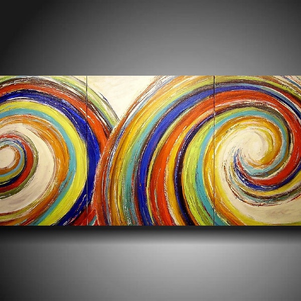 Memorial Day sale Huge JMJARTSTUDIO OriginaL 3 PIECE PaintIng 20 inches X 48 inches---Inner Motion----