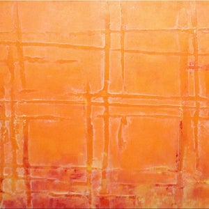 Original art, Large abstract orange painting by JMJartstudio, Industrial art, 48 inch painting image 2