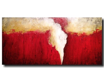 Large abstract, red painting, Original art, by JMJArtstudio  Rustic ,Industrial decor   Christmas