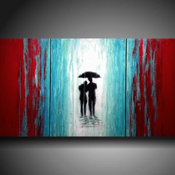 Art Painting Original Jmjartstudio OriginaL 3 Piece PaintIng 24 inches X 54 inches -----Leaving it all behind------Textured-