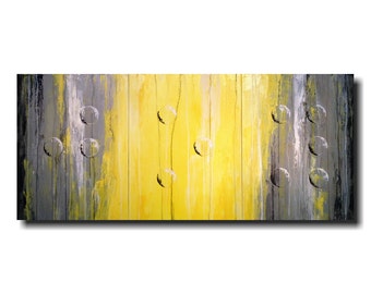 Original art, Large abstract, Braille painting,Gray and yellow, Industrial decor, by JMJartstudio