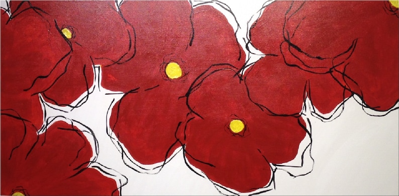 Abstract Red Poppy Large Abstract Red Poppy Painting Jmjartstudio - Etsy