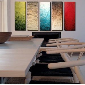 Large abstract painting Original 5 piece painting by JMJArstudio Industrial wall art Home decor Dining room wall art image 3