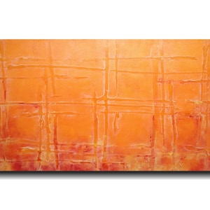Original art, Large abstract orange painting by JMJartstudio, Industrial art, 48 inch painting image 1