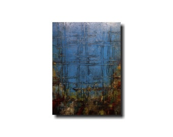 Original Large Abstract Blue painting 30 X 40 birthday gift JMJArtstudio