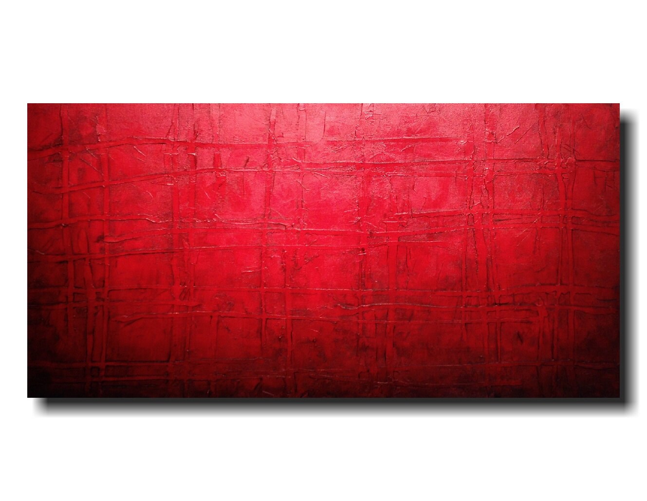 Original abstract painting Large red wall art Rustic Etsy