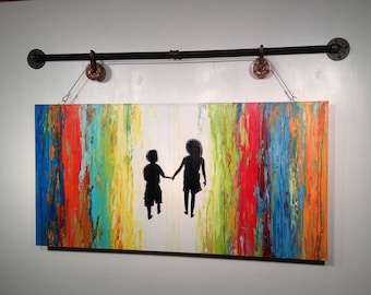 Large abstract painting industrial decor birthday gift for Mom