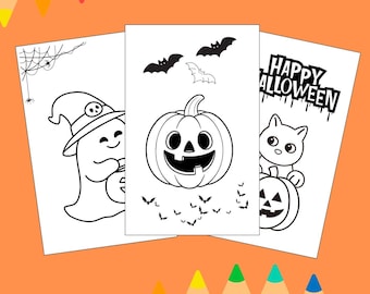 Halloween Coloring Pages for Kids | 10 Printable PDF Pages | Spooky Coloring Book Digital Download