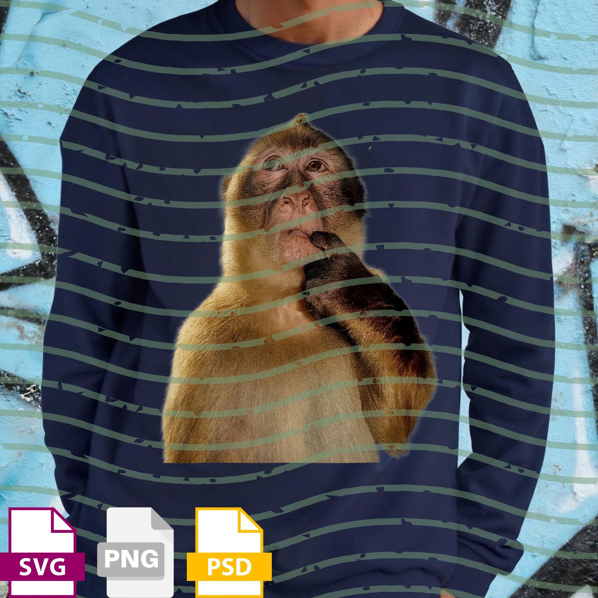 Thinking Monkey Meme PNG Svg, Funny Monkey Brainrot Graphic, Cute ...