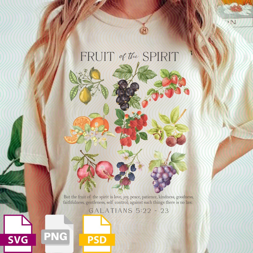 Fruit of the Spirit PNG Svg, Vintage Christian Bible Verse Design ...