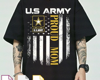 Vintage U.S. Army Mom PNG Svg per circuito, design digitale di una famiglia militare orgogliosa, file di sublimazione per mamma soldato, stampa di supporto all'esercito patriottico
