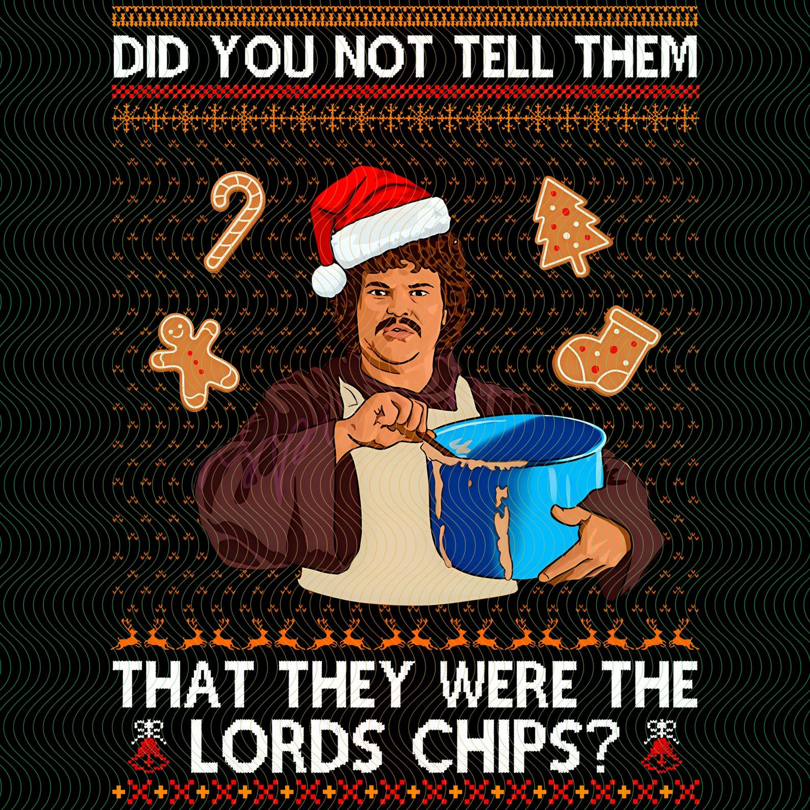 Nacho Libre Meme PNG Svg for Circut, Lords Chips Christmas Design, Ugly