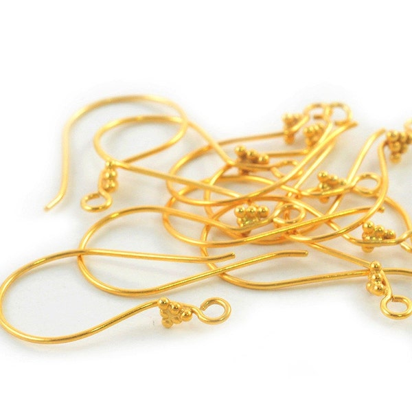 4 Pcs 22x11mm. Bali 24K Vermeil Earwires