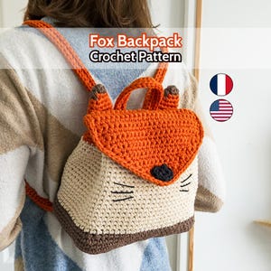 Patron crochet sac à dos renard PDF, tutoriel à télécharger en français et anglais, niveau intermédiaire