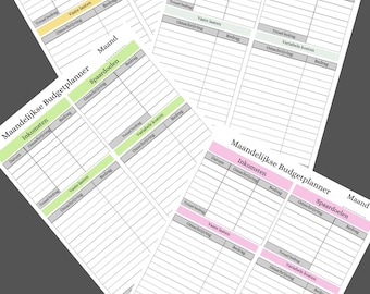 Pacchetto Planner Budget Mensile A4 | Planner chiaro per obiettivi di reddito, spese e risparmio