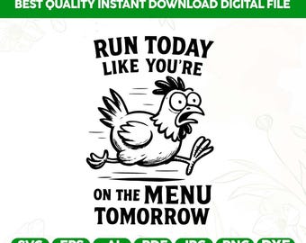 Run Today,Funny Chicken Cutting Board Svg,Friends Gathering Cutting Board,Lightburn Laser SVG File,Funny Farm Quote,Sarcastic Chicken Svg