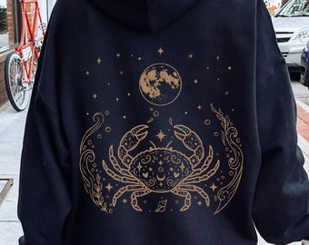 Hoodie kanker, hoodie Cancer Zodiac, sweater Celestial Cancer, hoodie astrologie, trui of hoodie met rits