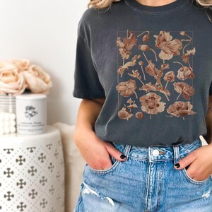 Vintage Poppies Comfort Colors® Flowers T-shirt, Retro Floral Graphic Tee, Cottagecore Botanical Floral Tee, Antique Botanical Poppies Shirt